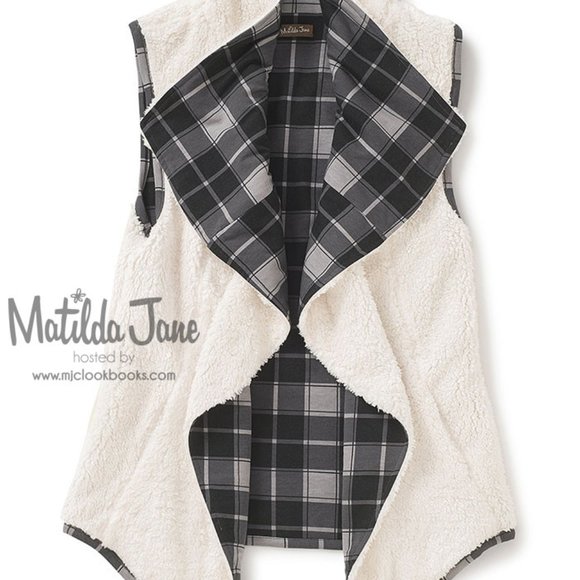 Matilda Jane Women's Black and Cream Plaid Vest - Picture 1 of 2